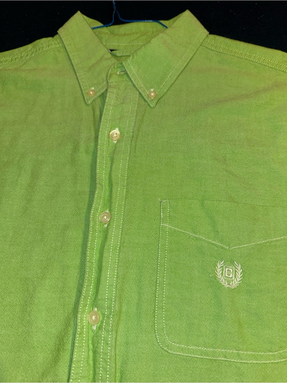 Men’s Medium Chaps Lime Green Casual Button-Down Shirt with Pocket Crest